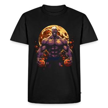 Zombie bodybuilder effrayant avec des citrouilles - T-shirt Premium bio Homme - noir - Devant - Nico (187cm)