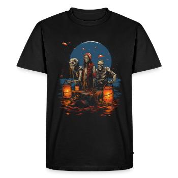 Zombie Apocalypse Champ de citrouille effrayant Halloween - T-shirt Premium bio Homme - noir - Devant - Nico (187cm)