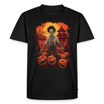 Creepy Korean Halloween Zombie - Men's Premium Organic T-Shirt - black - Front - Nico (187cm)