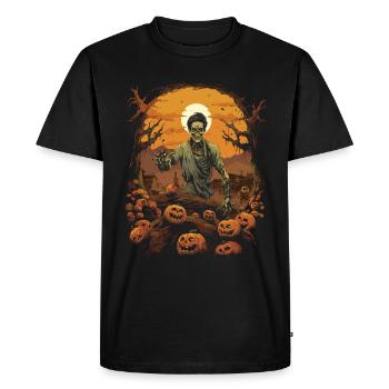 Creepy Korean Halloween Zombie - Men's Premium Organic T-Shirt - black - Front - Nico (187cm)