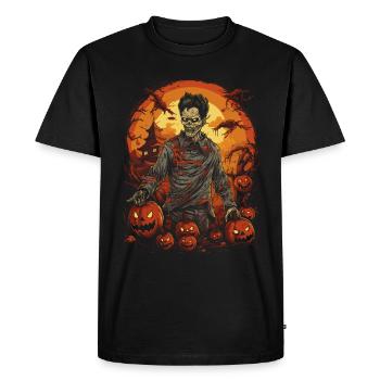 Creepy Korean Halloween Zombie - Men's Premium Organic T-Shirt - black - Front - Nico (187cm)