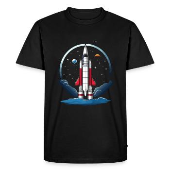 Vintage Raketen Weltraum Logo Space Rocket - T-shirt Premium bio Homme - noir - Devant - Nico (187cm)