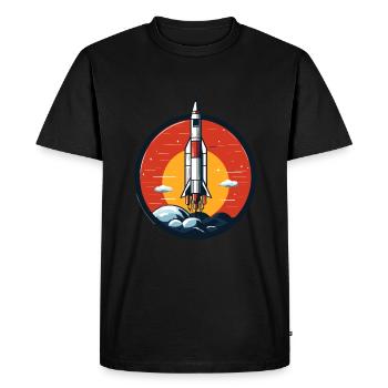 Vintage Raketen Weltraum Logo Space Rocket - T-shirt Premium bio Homme - noir - Devant - Nico (187cm)