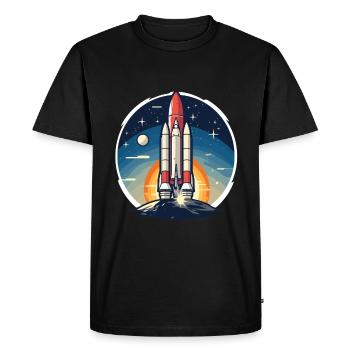 Vintage Raketen Weltraum Logo Space Rocket - T-shirt Premium bio Homme - noir - Devant - Nico (187cm)
