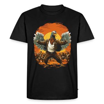 Célébrez Thanksgiving avec une dinde - T-shirt Premium bio Homme - noir - Devant - Nico (187cm)