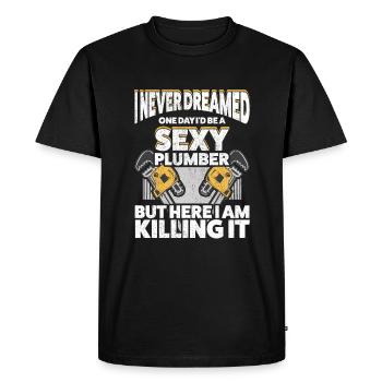 Hot Plumbing Professional Stylish Sexy Plumber - Men's Premium Organic T-Shirt - black - Front - Nico (187cm)