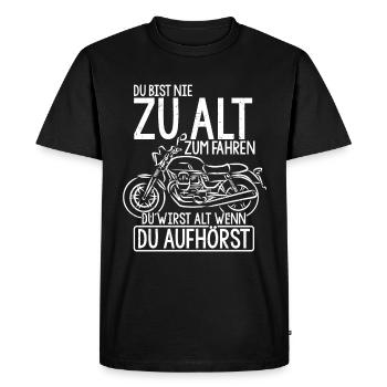 Motorradfahrer Biker Motorrad Geschenk Ruhestand R - Männer Premium Bio T-Shirt - Schwarz - Vorne - Nico (187cm)