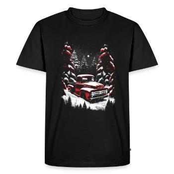 Ambiance nostalgique de Noël : camion vintage - T-shirt Premium bio Homme - noir - Devant - Nico (187cm)
