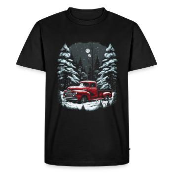 Ambiance nostalgique de Noël : camion vintage - T-shirt Premium bio Homme - noir - Devant - Nico (187cm)