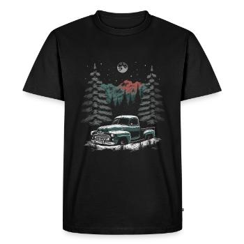 Ambiance nostalgique de Noël : camion vintage - T-shirt Premium bio Homme - noir - Devant - Nico (187cm)