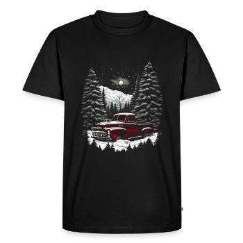 Ambiance nostalgique de Noël : camion vintage - T-shirt Premium bio Homme - noir - Devant - Nico (187cm)