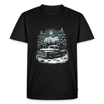 Ambiance nostalgique de Noël : camion vintage - T-shirt Premium bio Homme - noir - Devant - Nico (187cm)