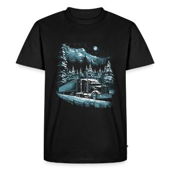 Chauffeur de camion de Noël Semi-remorque de Noël - T-shirt Premium bio Homme - noir - Devant - Nico (187cm)