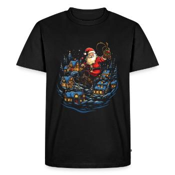 Répandez la joie de Noël avec le Père Noël - T-shirt Premium bio Homme - noir - Devant - Nico (187cm)