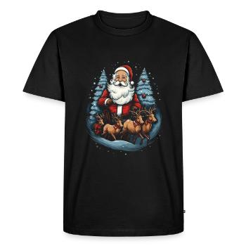 Répandez la joie de Noël avec le Père Noël - T-shirt Premium bio Homme - noir - Devant - Nico (187cm)