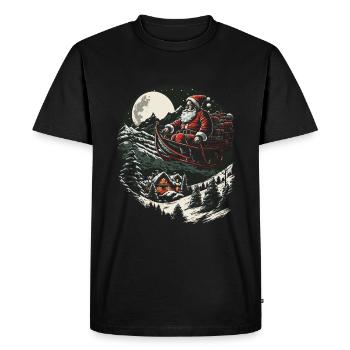 La fantaisie rencontre la fête du Père Noël avec un traîneau - T-shirt Premium bio Homme - noir - Devant - Nico (187cm)