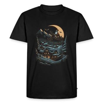 Fantasy meets festivity Santa with sleigh - Men's Premium Organic T-Shirt - black - Front - Nico (187cm)