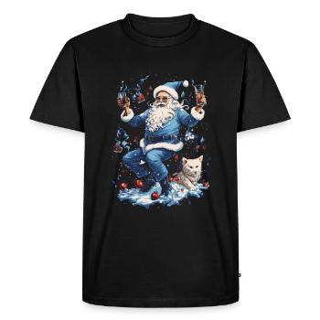 Plaisir de Noël: Père Noël ivre - T-shirt Premium bio Homme - noir - Devant - Nico (187cm)