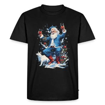 Plaisir de Noël: Père Noël ivre - T-shirt Premium bio Homme - noir - Devant - Nico (187cm)