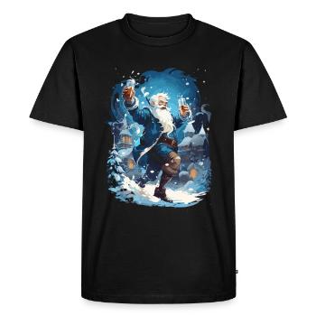 Plaisir de Noël: Père Noël ivre - T-shirt Premium bio Homme - noir - Devant - Nico (187cm)