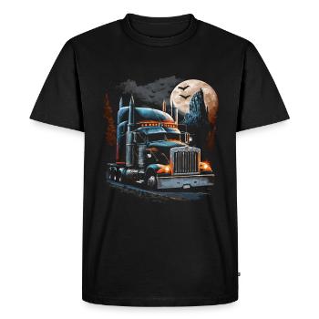 Menacing truck in front of full moon and bats - Men's Premium Organic T-Shirt - black - Front - Nico (187cm)