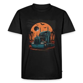 Scary truck in front of blood-red moon Halloween - Men's Premium Organic T-Shirt - black - Front - Nico (187cm)