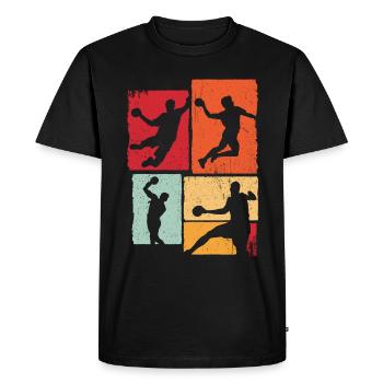 Handball Sport Coach Turnier Ball Vintage Handball - Männer Premium Bio T-Shirt - Schwarz - Vorne - Nico (187cm)