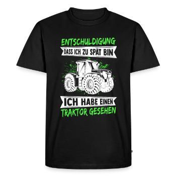 Sorry I'm late, I've got tract - Men's Premium Organic T-Shirt - black - Front - Nico (187cm)