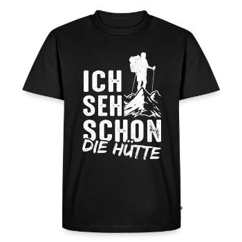 Mountain Hut Mountaineer Climbing Nature Mountains Hiking - Men's Premium Organic T-Shirt - black - Front - Nico (187cm)