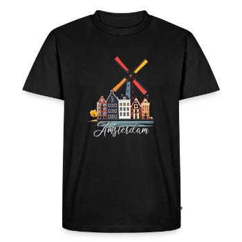 Amsterdam Pays-Bas Néerlandais - T-shirt Premium bio Homme - noir - Devant - Nico (187cm)