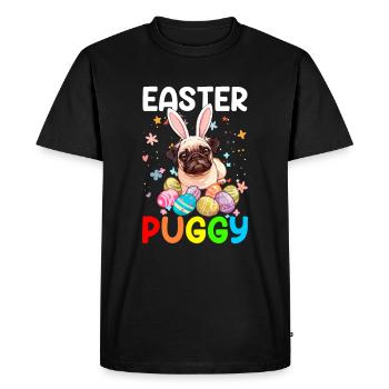 Pug easter eggs Hunting easter day - Men's Premium Organic T-Shirt - black - Front - Nico (187cm)