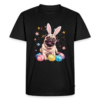 Pug easter eggs Hunting easter day - Men's Premium Organic T-Shirt - black - Front - Nico (187cm)