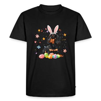 Dachshund easter eggs Wiener Dog - Men's Premium Organic T-Shirt - black - Front - Nico (187cm)
