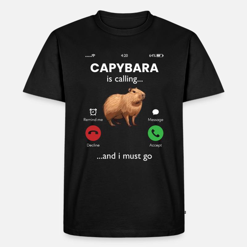 Capybara is calling - Männer Premium Bio T-Shirt - Schwarz