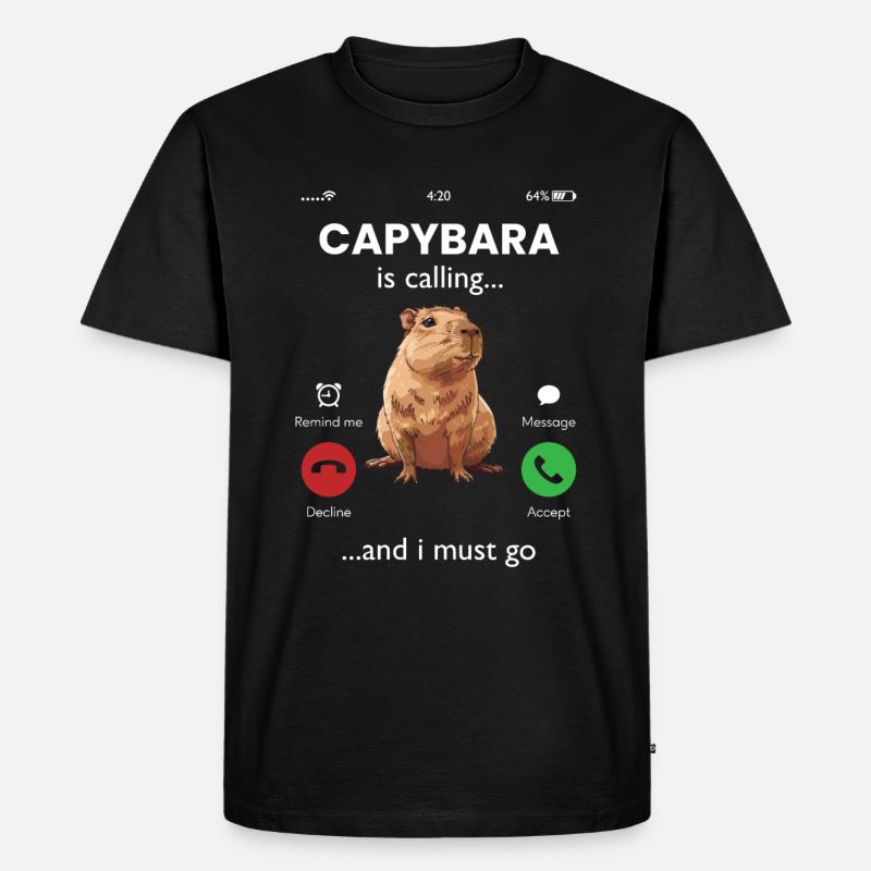 Capybara is calling - Männer Premium Bio T-Shirt - Schwarz