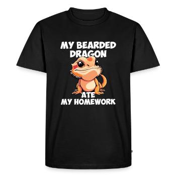 dragon barbu a mangé mes devoirs, reptile barbu - T-shirt Premium bio Homme - noir - Devant - Nico (187cm)
