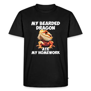 dragon barbu a mangé mes devoirs, reptile barbu - T-shirt Premium bio Homme - noir - Devant - Nico (187cm)