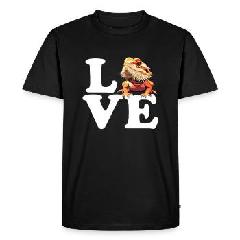 J’aime le dragon barbu, le reptile barbu - T-shirt Premium bio Homme - noir - Devant - Nico (187cm)