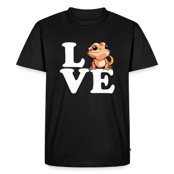 J’aime le dragon barbu, le reptile barbu - T-shirt Premium bio Homme - noir - Devant - Nico (187cm)