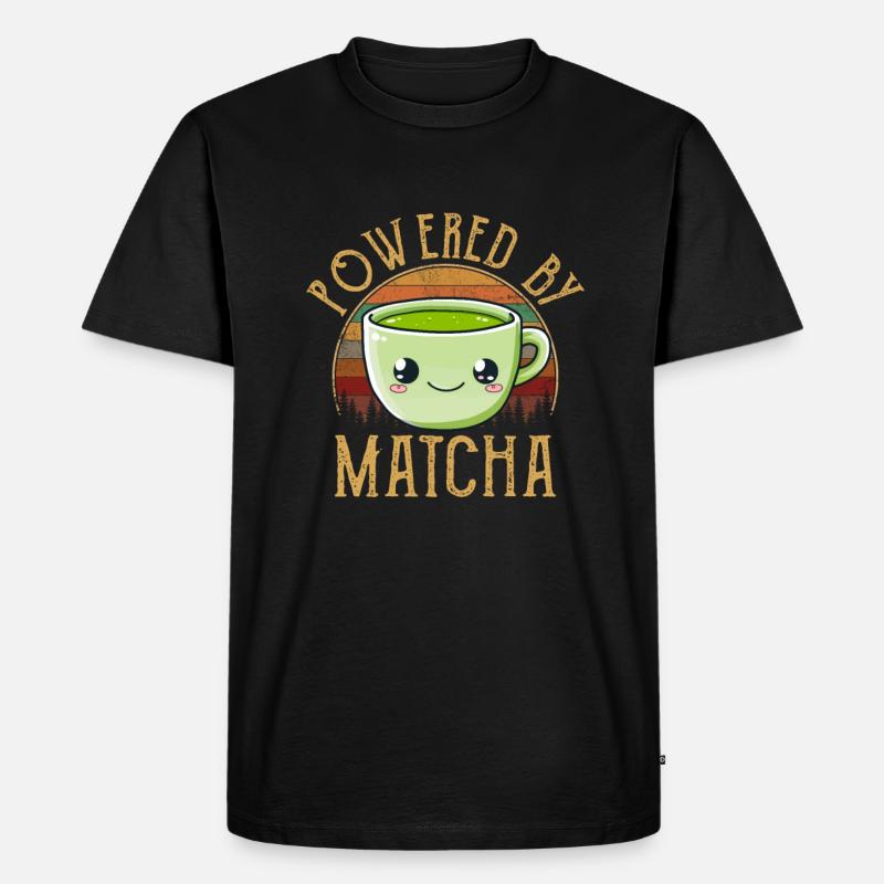 powered by matcha, matcha - Männer Premium Bio T-Shirt - Schwarz
