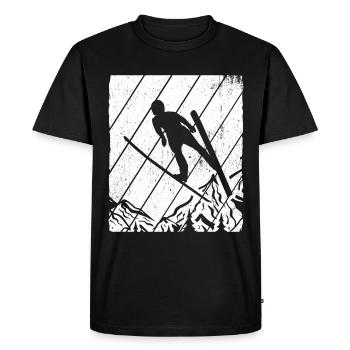 Ski Jumping Retro Ski Flying Ski Holiday Sport Ski S - Men's Premium Organic T-Shirt - black - Front - Nico (187cm)