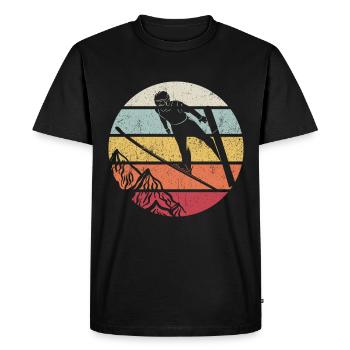 Ski Jumping Retro Ski Flying Ski Holiday Sport Ski S - Men's Premium Organic T-Shirt - black - Front - Nico (187cm)