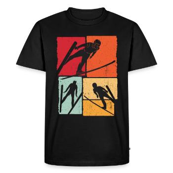 Ski Jumping Vintage Ski Flying Ski Holiday Ski Skisp - Men's Premium Organic T-Shirt - black - Front - Nico (187cm)