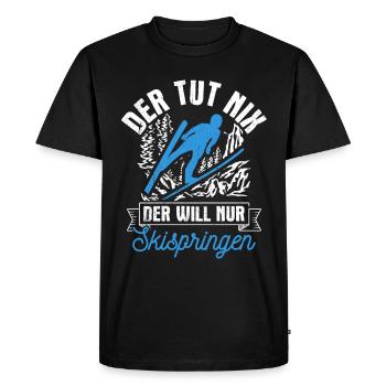 Il ne fait rien, il veut juste du saut à ski, des sports d’hiver, des - T-shirt Premium bio Homme - noir - Devant - Nico (187cm)