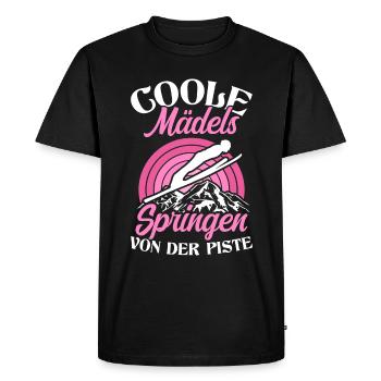 Cool girls jumping off the slopes winter sports sk - Men's Premium Organic T-Shirt - black - Front - Nico (187cm)