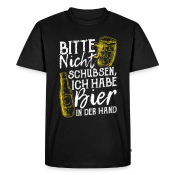 S’il vous plaît, ne poussez pas, j’ai de la bière dans ma main hop - T-shirt Premium bio Homme - noir - Devant - Nico (187cm)