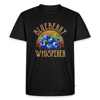 blueberry whisperer, blueberry - Männer Premium Bio T-Shirt - Schwarz - Vorne - Nico (187cm)