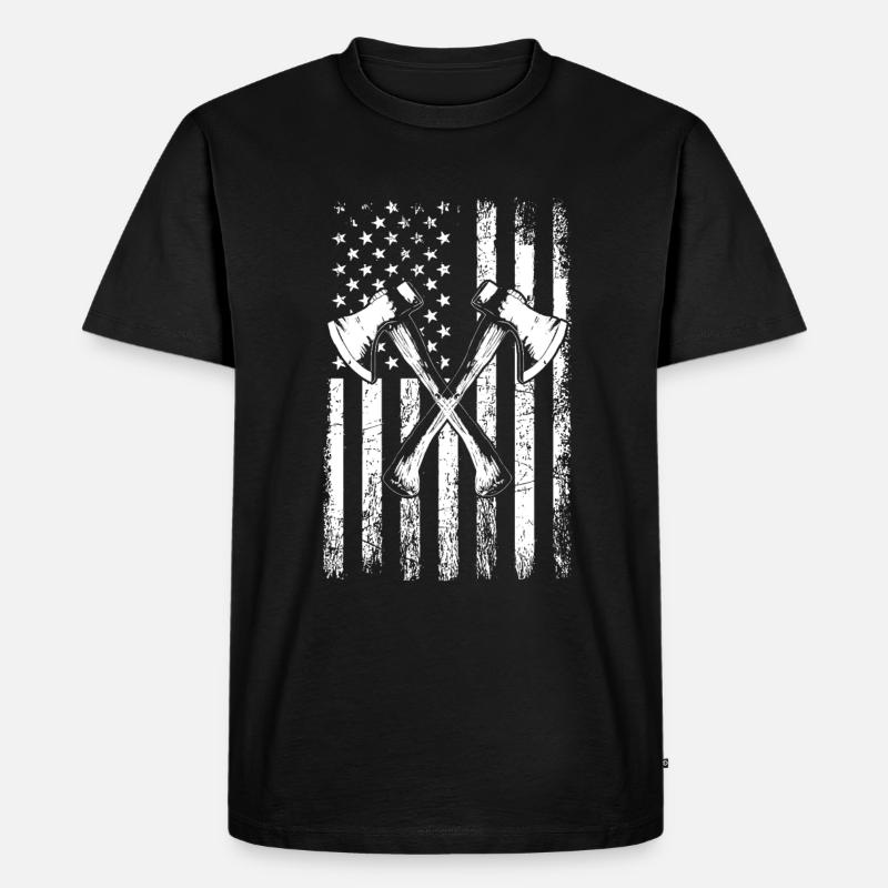 axe throwing american flag - Männer Premium Bio T-Shirt - Schwarz