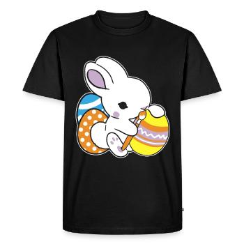 Lapin de Pâques peint oeuf de Pâques peinture chasse aux oeufs - T-shirt Premium bio Homme - noir - Devant - Nico (187cm)