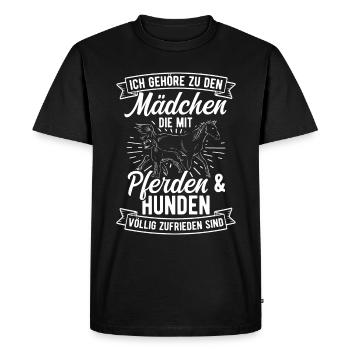 Moi qui suis entièrement satisfait des chevaux et des chiens - T-shirt Premium bio Homme - noir - Devant - Nico (187cm)